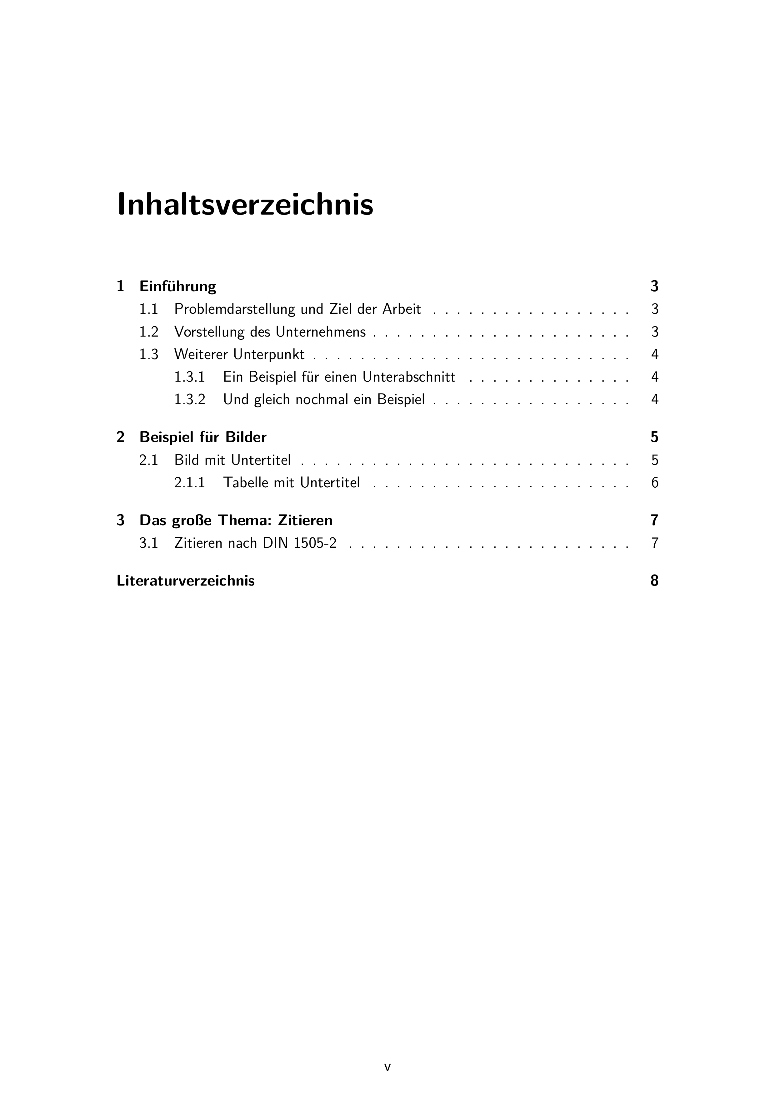 Das Inhaltsverzeichnis (wird natürlich automatisch erstellt)